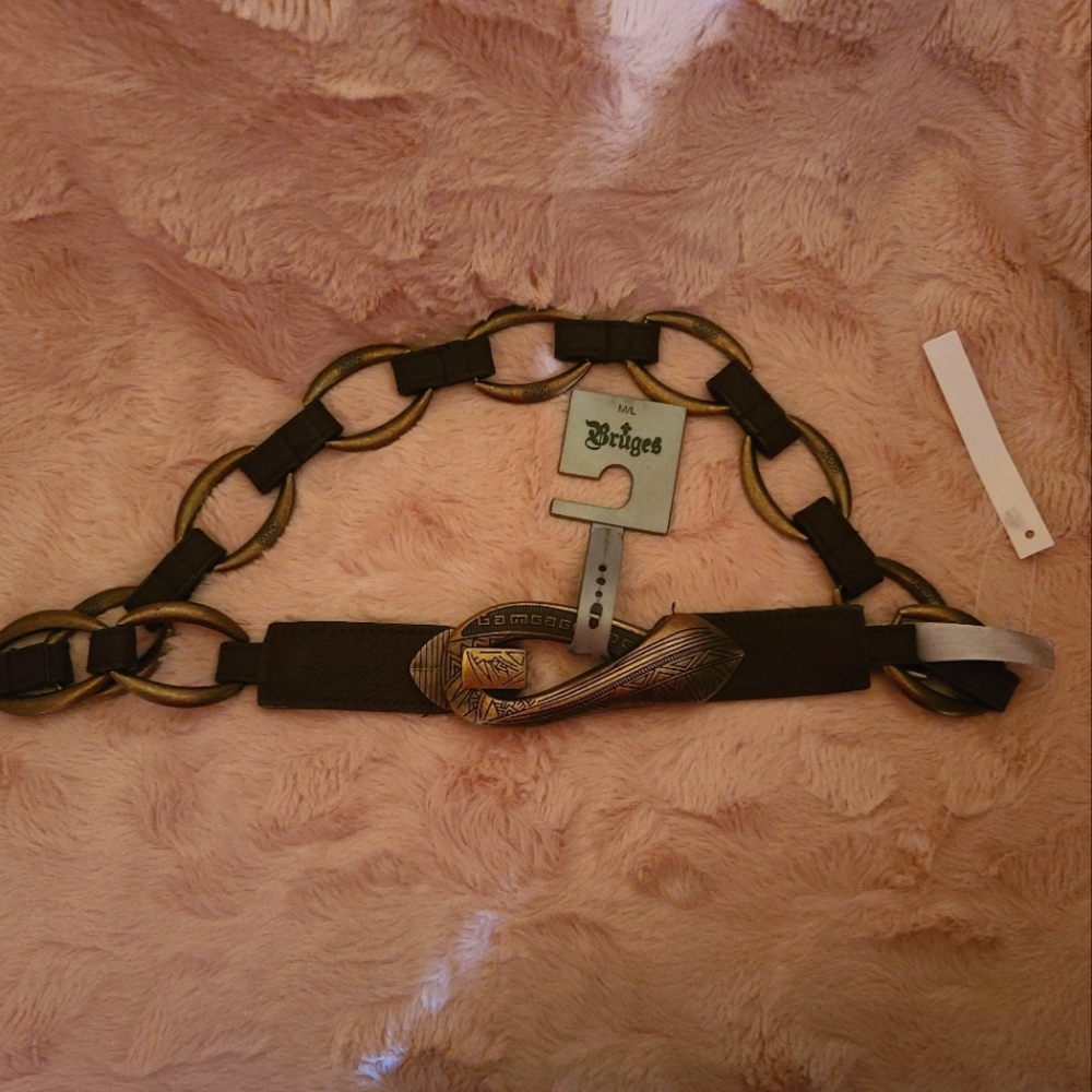 Brand new with tags Bruges belt with copper colored embellishments